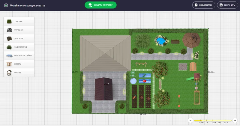Дизайн участка в Онлайн планировщике участка