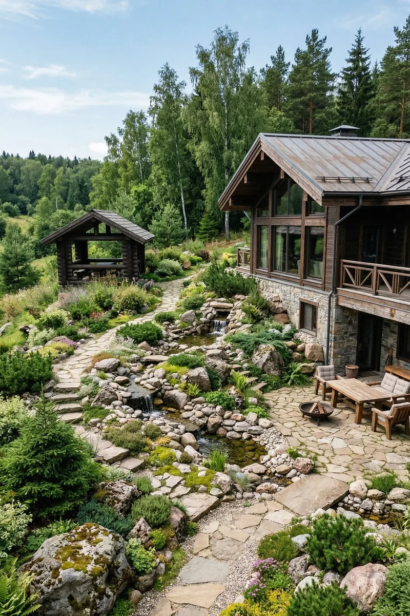 Дом и сад в альпийском стиле