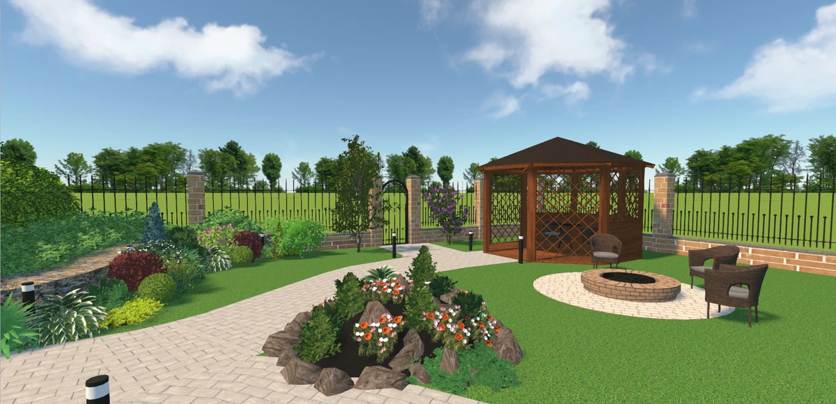 зона отдыха в Ландшафтном Дизайне 3D