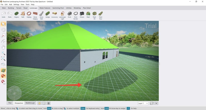 цветы, деревья и газон