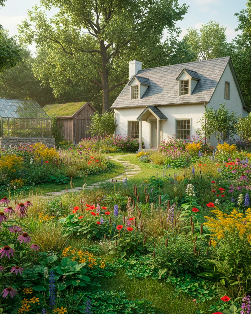 участок с двухэтажным домом и хозяйственными постройками