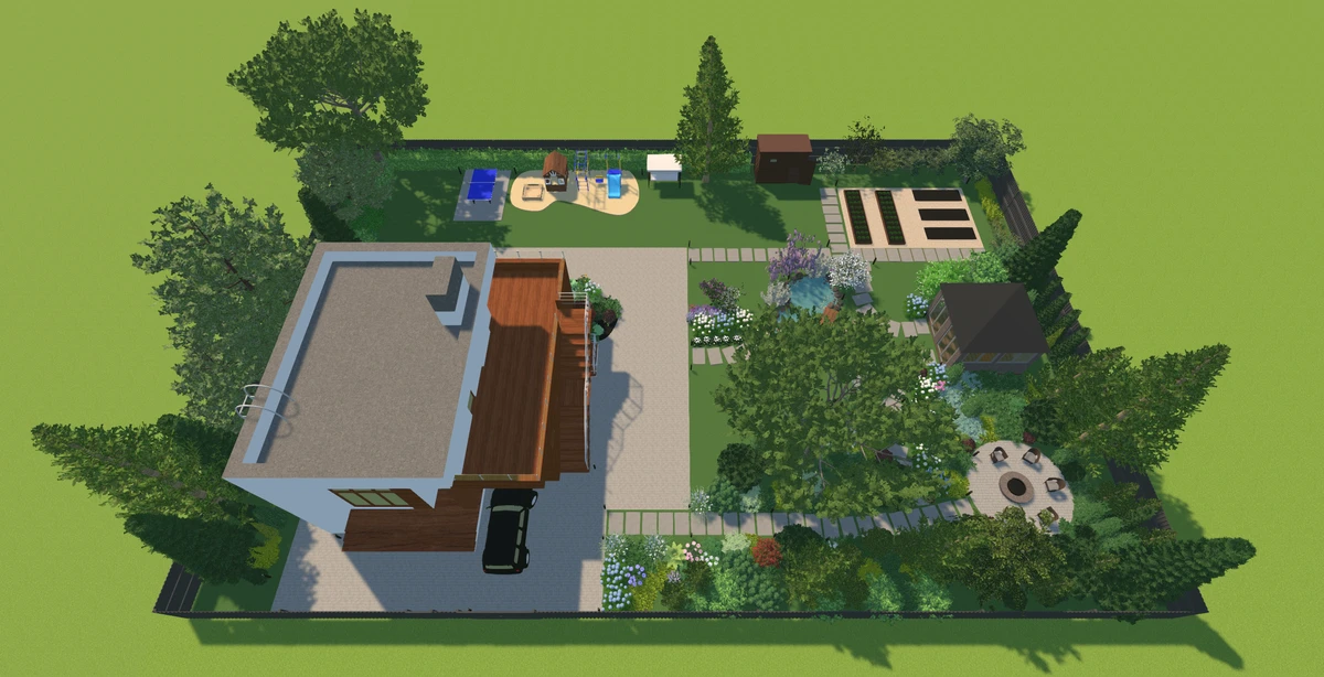 загородный участок в Ландшафтном Дизайне 3D