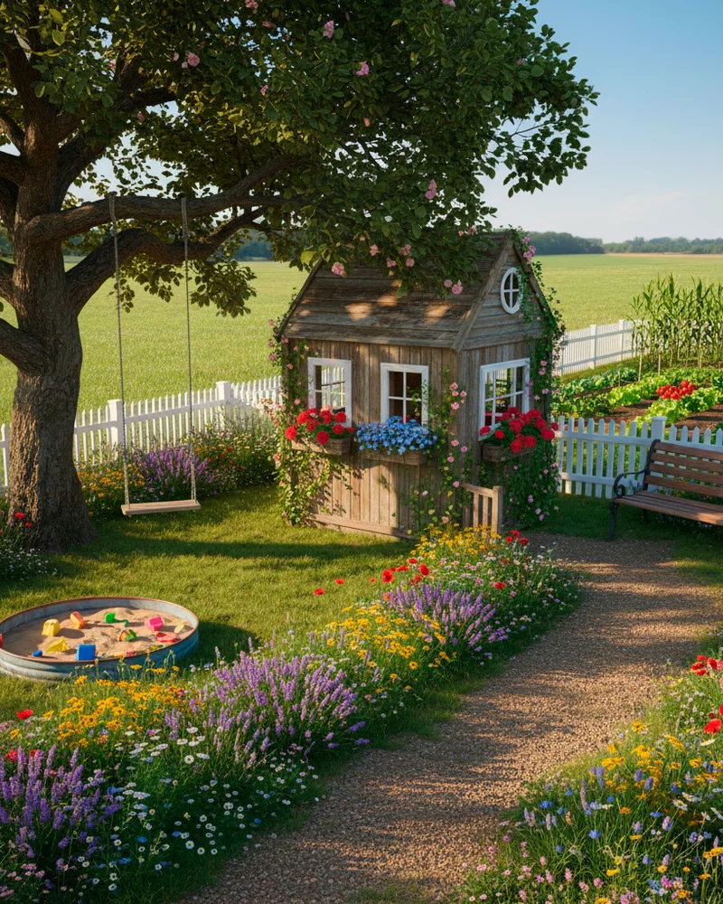 Дизайн участка в деревенском стиле